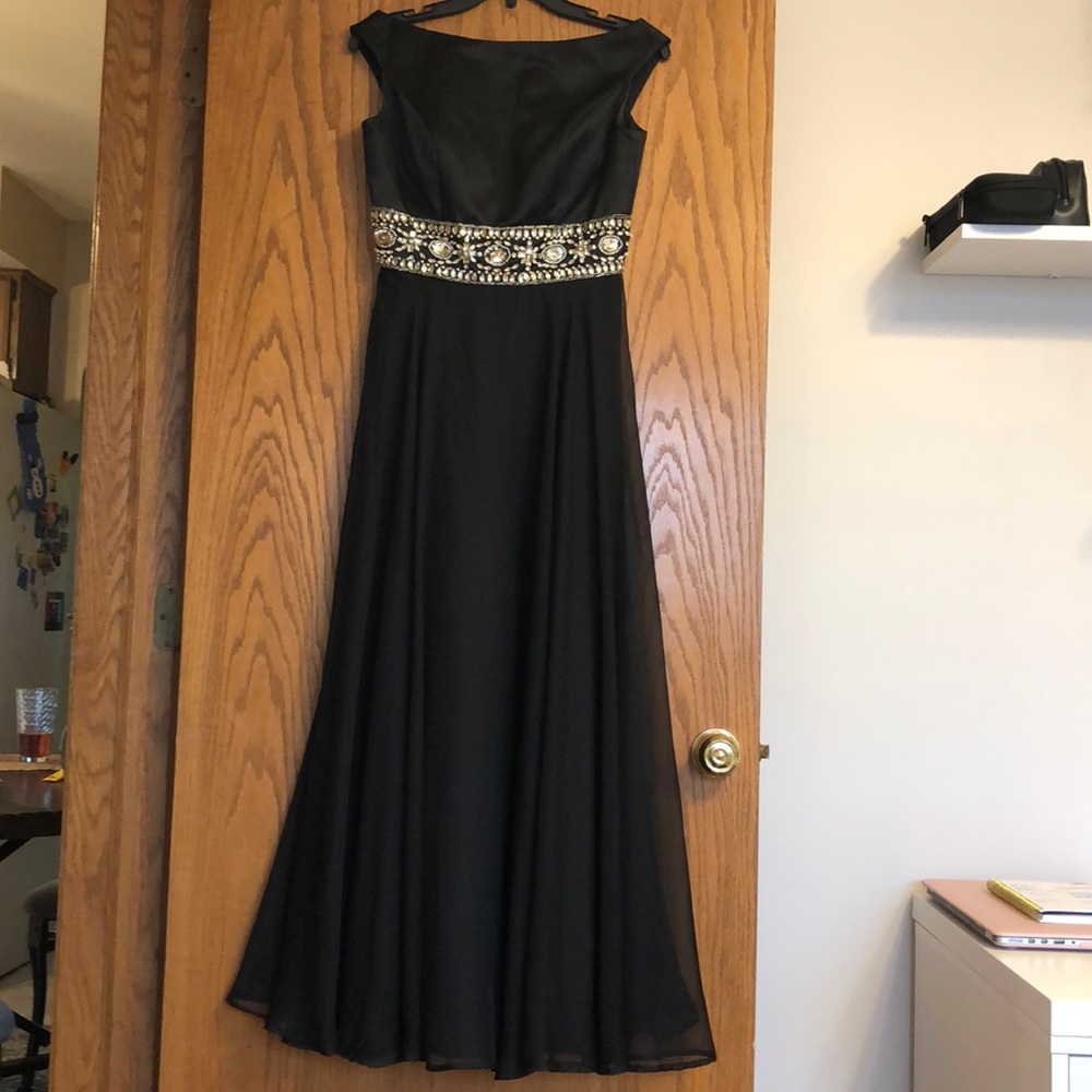 Sherri Hill long black prom dress, backless